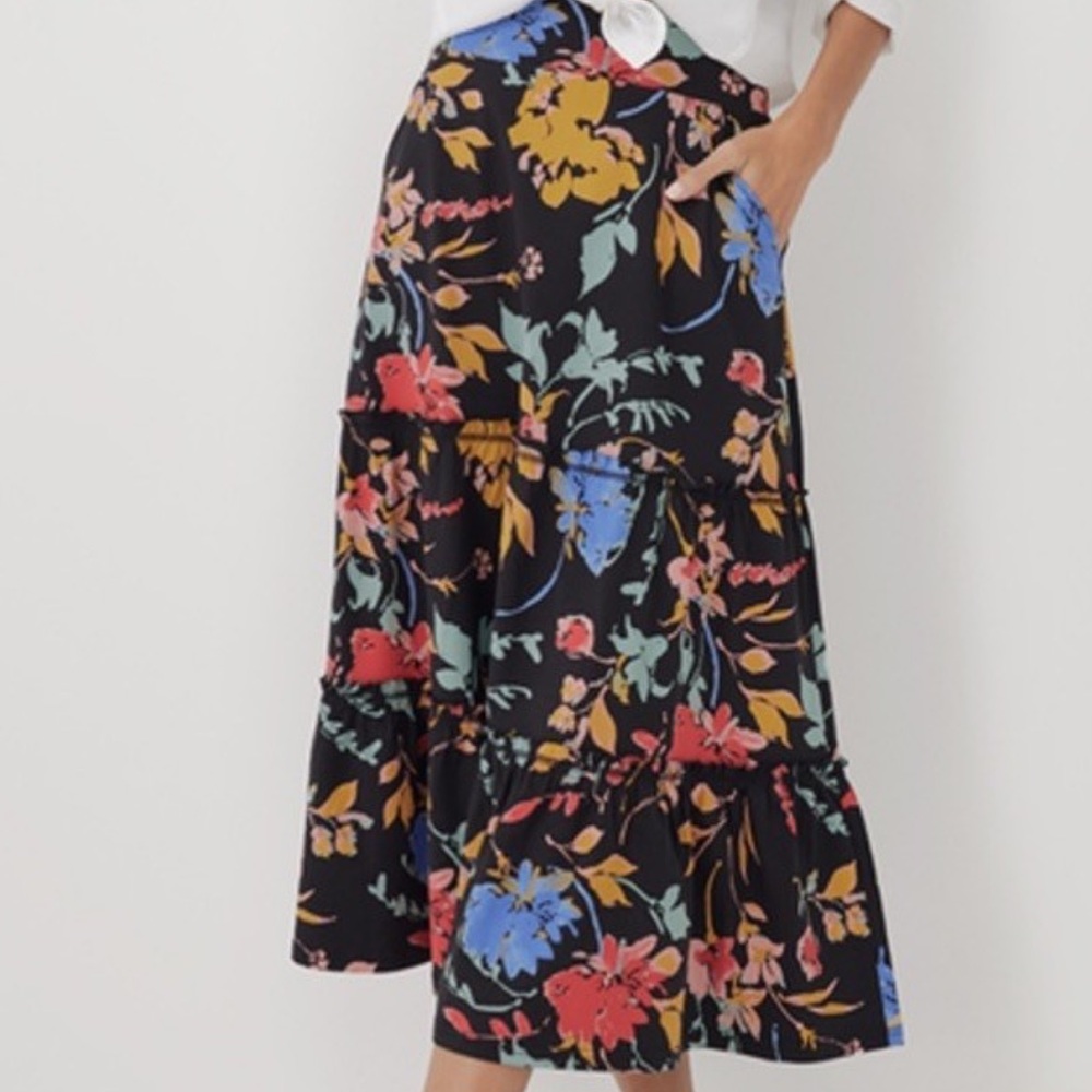 Pact Floral A-Line Skirt - Black, Red, Blue, Yellow